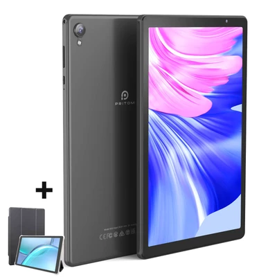Afbeelding van PRITOM 10 inch Android 12 tablet, 2 GB RAM, 32 ROM, 6000 mAh, uitbreiding tot 512 GB, Quad Core processor, tablets HD IPS scherm, camera, wifi, bluetooth,