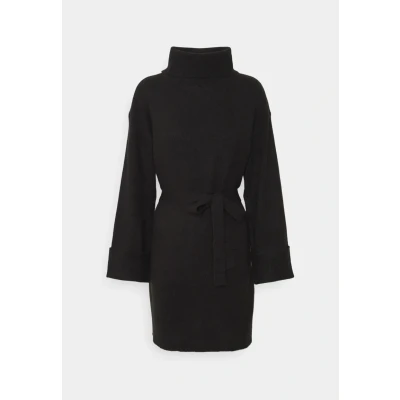 Afbeelding van VILA Virolfie LS TIE BELT KA Gebreide jurk, Dames, Maat: XXL, Black