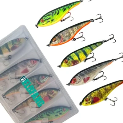 Afbeelding van ELBFANG Jerkbait Set snoek Jerk Wobbler snoekaas (5 stuks/doos/90 mm/21 g)