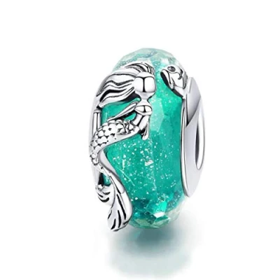 Afbeelding van Murano glas kraal Sterling zilveren kern bedels voor Pandora charme armbanden, kristal zilver, Geen edelsteen
