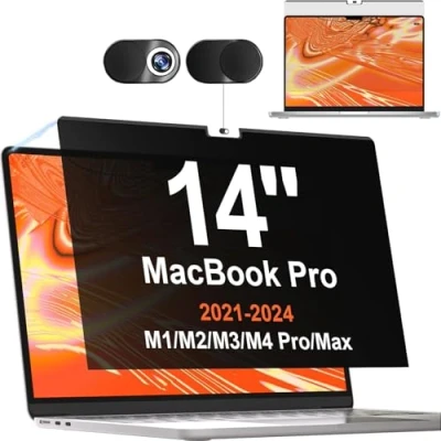 Afbeelding van Magnetische privacyfilter voor MacBook Pro 14 inch (2021 2023, M1, M2, M3), anti spion/blauw licht privacyscherm, afneembaar, premium schermfilter 14,2