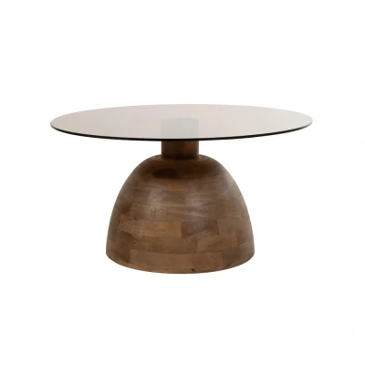 Afbeelding van Christian salontafel Ø78, H42, Brown Walnut, Smoke glass Couture Collection