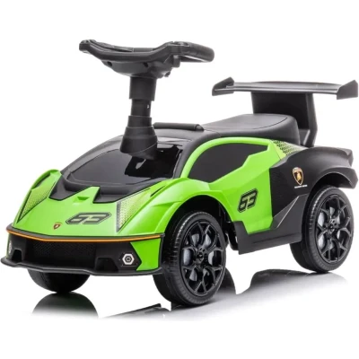 Afbeelding van Lamborghini Loopauto Groen Hoogwaardige Afwerking Inclusief Opbergruimte Stevige Rugleuning