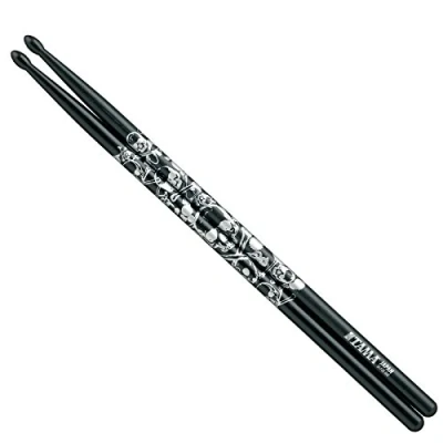 Afbeelding van Tama 5A Sticks O5A S BS &quot;Skull&quot;, zwart, zilverenr Druck Drumsticks