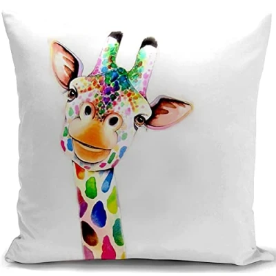 Afbeelding van HUASHUZI Giraffe Kussenhoes, Kleurrijke Giraf Decoraties Geschenken voor Vrouwen Sierhoes, Woondecoratie Woonkamer, Slaapbank, 45 x cm (18 18 in)