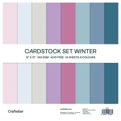 Afbeelding van Craftelier Cardstock Set 24 kaarten voor scrapbooking en knutselprojecten wintertextuur afmetingen 30 x cm gewicht 240 g