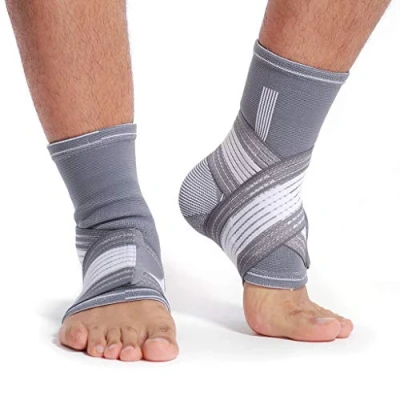 Afbeelding van Neotech Care Ondersteunende enkelbrace elastische en ademende stof, verstelbare compressieband, voor mannen, vrouwen, jongeren grijs (1 Paar, Maat M)