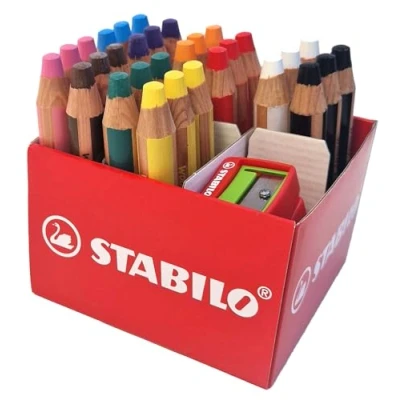 Afbeelding van STABILO Multi Talented Potlood woody 3 in 1 Classpack van 30 Verschillende kleuren met 2 x slijpers