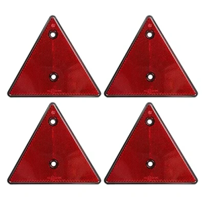 Afbeelding van Qiping 4 stuks rode reflector driehoek aanhanger E merk met 8 montageschroeven voor auto, vrachtwagen, caravan, tractor