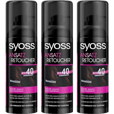 Afbeelding van Syoss Uitgroeispray Donker Mahonie Voordeelverpakking 3x120ml