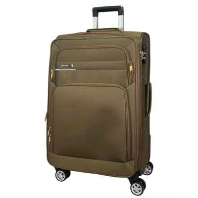 Afbeelding van MY TRAVEL BAG koffer handbagage stof rolkoffer reiskoffer trolley uitbreidbaar met dubbele wielen (M/L/XL/XXL of set van 4) zachte bagage, Kaki, Mittlerer (65cm), Stoffen