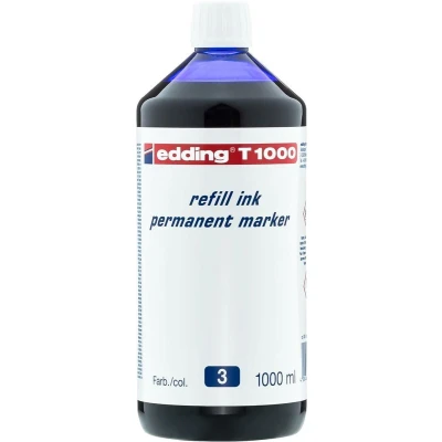 Afbeelding van edding T1000 navulinkt voor permanent markers kleur: blauw grote fles 1000ml