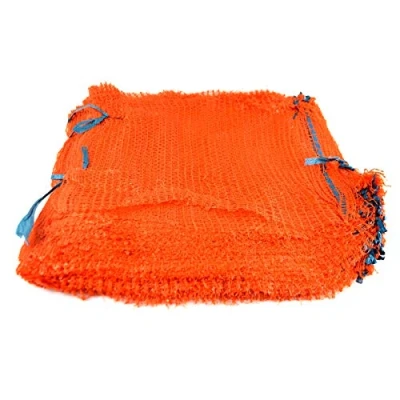 Afbeelding van Oranje Netzakken 50cm x 78cm Houdt tot 30Kg met Trekkoord Raschel Zakken Mesh Groenten Logs Aanmaakhout (25)