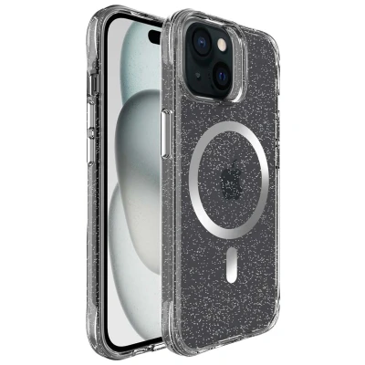 Afbeelding van Apple iPhone 15 Glitter Hoesje Kunststof imoshion Backcover/Hardcase Zilver Telefoonhoesje