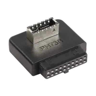 Afbeelding van QIANRENON 90 Graden USB Type E Adapter 3.1 Voorpaneel Interne Connector Mannelijke naar Vrouwelijke voor 19/20 Pin C Header Moederbord (PH73B)