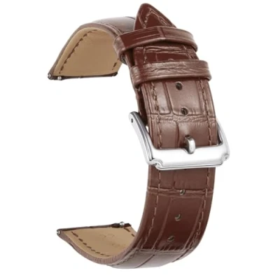 Afbeelding van BINLUN leren horlogebandje, snelwisselende armband, vervanging voor heren en dames, 10 mm, 12 14 15 16 17 18 19 20 21 22 23 met kleuren, bruin, 24MM