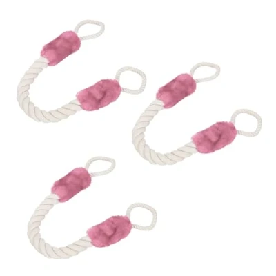 Afbeelding van Relaxdays deurstopper set van 3, deurklink, 60 cm lang, deurbeveiliging kinderen &amp; huisdieren, maritiem, beige/roze