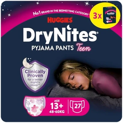 Afbeelding van Huggies DryNites nachtluiers voor meisjes vanaf 13 jaar 3 x 9 stuks