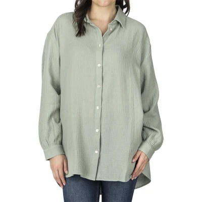 Afbeelding van DENIMFY Dames Overhemd DFMathilda bequem Groen L/XL Volwassenen