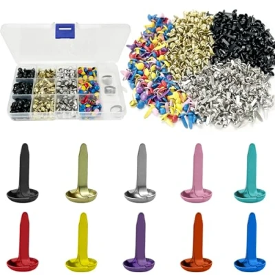 Afbeelding van 600 stuks splitpinnen, papieren bevestigingsmiddelen splitpennen brads, 8 x 15 mm metalen mini scrapbooking brads voor