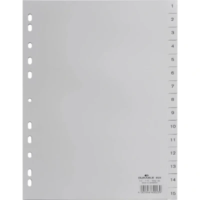 Afbeelding van Durable Tabbladen A4 15 delig bedrukte tabs 1 PP, grijs