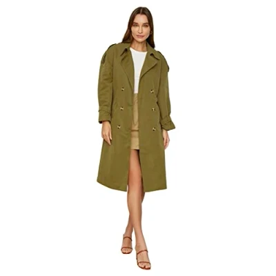 Afbeelding van Trendyol Vrouwen Oversize double breasted geweven trenchcoat, Kaki, 62