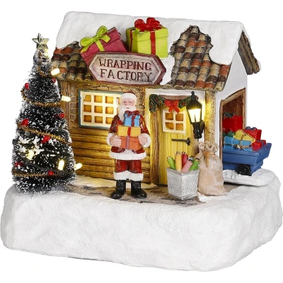 Afbeelding van LuVille Kerstdorp Miniatuur Inpakfabriek L17 x B13 H14 cm