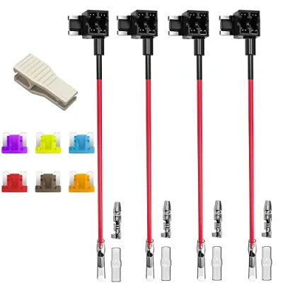 Afbeelding van Gebildet 4pcs12V 24V Low Profile Mini Add a Circuit Zekerings Tap, Piggy Back Blade Zekeringhouder met Kabelboom,6pcs Fuse (3A 5A 7,5A 10A 15A 20A) en Zekeringtrekker
