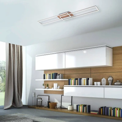 Afbeelding van JUST LIGHT. LED plafondlamp Iven, dim, staal/hout, 110x25cm