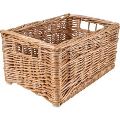 Afbeelding van Creative Home Rieten Mand Doos met Handvatten 30 x 20 16 cm Handgemaakt Ideaal Voor Documenten, Kostbaarheden, Speelgoed, Gereedschap Kinderen