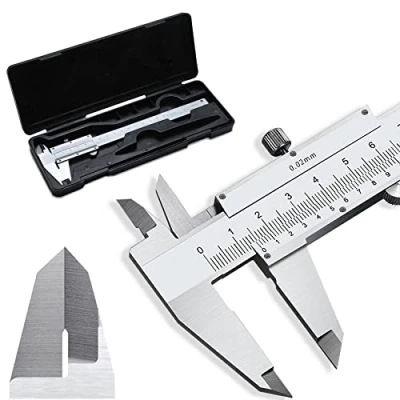 Afbeelding van Retoo analoge meter 150 mm staal met vergrendelingsschroef, spatwaterdicht en stofdicht, Vernier voor thuisgebruik, ideale precisiemeter brandend huis
