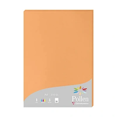 Afbeelding van Clairefontaine Ref 24208C Stuifmeel gekleurd papier (Pack van 25 vellen) A4 (210 x 297mm), 210gsm papier, inkjet &amp; laser printer compatibel, zuurvrij oranje