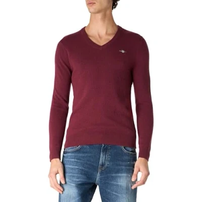 Afbeelding van GANT Extra fijne lamswol met V hals, bordeauxrood (wine red), L