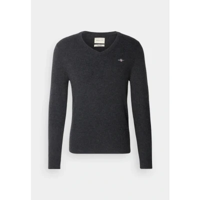 Afbeelding van GANT V NECK Trui, Heren, Maat: XL, Dark charcoal melange