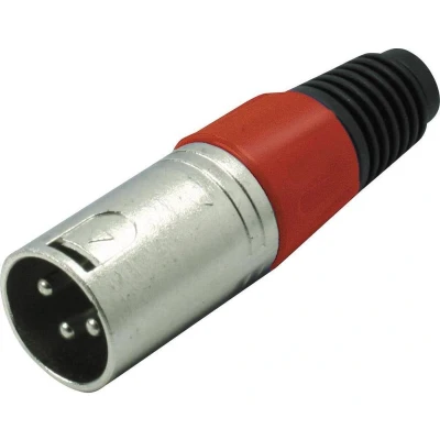 Afbeelding van XLR 3 pins (m) connector met plastic trekontlasting grijs/rood