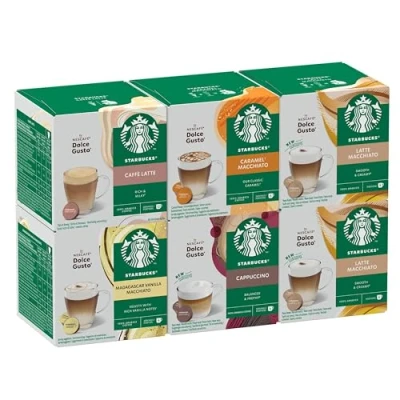 Afbeelding van STARBUCKS White Cup Koffiecapsules Proefset by Nescafé Dolce Gusto 6 x 12 (72 Capsules) Amazon Exclusive