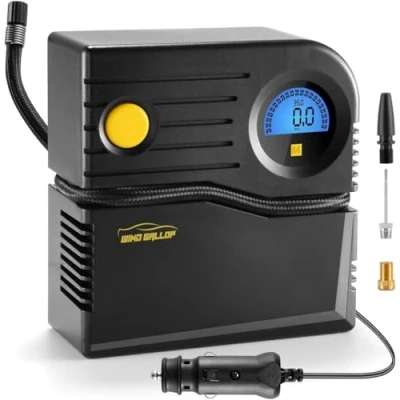 Afbeelding van WindGallop Kleine Draagbare luchtcompressor Bandenpomp met manometer Autobandenpomp 12V DC Bandencompressor Elektrische luchtpomp voor autobanden Fiets Motorbanden Bandenballen (Blauw)