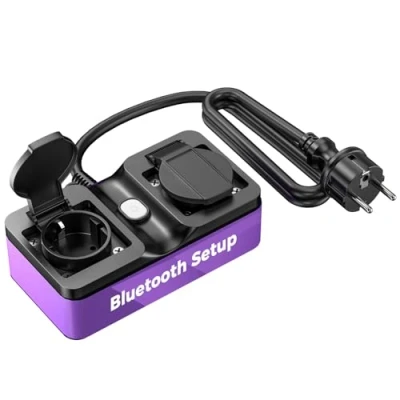 Afbeelding van Refoss Slimme Buiten Stekkerdoos, Bluetooth Stekker voor Buiten, Waterdichte IP44 WiFi Compatibel met Alexa en Google Home, Afstandsbediening, 16A, 1,5 m Kabel (Type F)