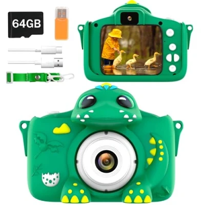 Afbeelding van Adicop Digitale Kindercamera, Fotocamera, Fototoestel met 64 GB SD kaart, Voor Kinderen Vanaf 3 10 Jaar, Meisjes/Jongens, Cadeau, Meisjes, Speelgoed, Verjaardags Kerstmis