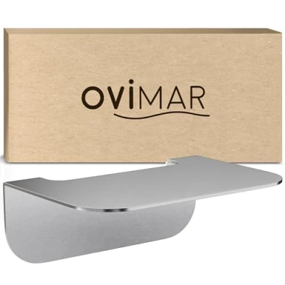 Afbeelding van ovimar Halsbarre voor badkamerrek roestvrij staal zilver zonder boren zwart mat op te hangen in badkamer of keuken het opbergen als rek diverse badkamerbenodigdheden