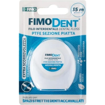Afbeelding van Fimodent Tandzijde 35 m PTFE plat gedeelte, extra glijdend, ideaal voor nauwe tussenruimtes tussen de tanden