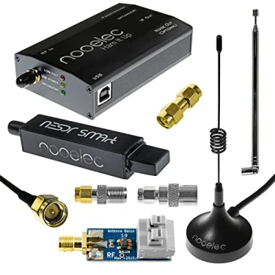 Afbeelding van NooElec NESDR SMArt HF Bundel: 100kHz 1.7GHz Software Defined Radio Set voor HF/UHF/VHF inclusief RTL SDR, Gemonteerd Ham It Up Upconverter, Balun, Adapters &amp; Kabels