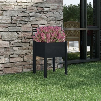 Afbeelding van Plantenbak 50x50x70 cm massief grenenhout zwart