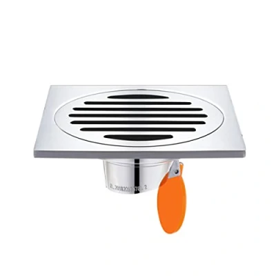 Afbeelding van Qrity Vierkante doucheafvoer van roestvrij staal, geurremmende vloerafvoer voor badkamer, vierkant, 100 mm, zilverkleurig