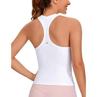 Afbeelding van CRZ Yoga Butterluxe Racerback Workout Tank Tops voor Vrouwen Mouwloze Gym Atletische Shirts Camisole wit XS