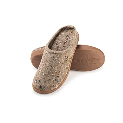 Afbeelding van ESTRO Pantoffels Heren Sloffen Vilt Huisschoenen met Gepolsterd Voetbed Gom Antislipzool DUO (45, Beige)