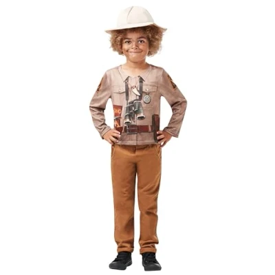 Afbeelding van Rubie&#039;s 640787M generieke officiële Dino Explorer kostuumset, safari jungle dierentuinbewaarder, kinderverkleedkleding maat medium 5 6 jaar, Unisex kind, veelkleurig