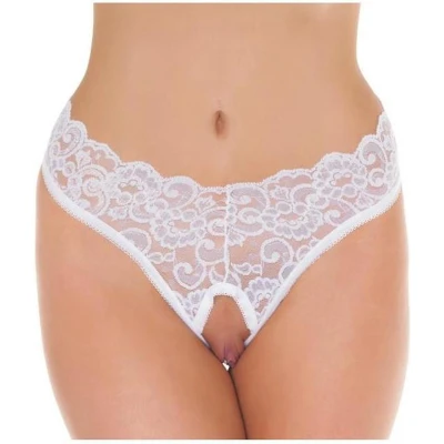 Afbeelding van Amorable by Rimba Erotische String Kanten Slip Met Open Kruis Burlesque Uitstraling Wit One Size