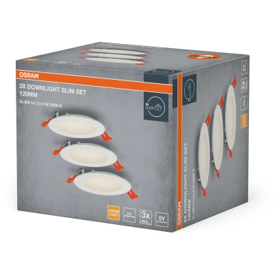 Afbeelding van OSRAM HOMELIGHTING Downlight Slim Set 3 x 120mm 3000K 4099854445903 LED buitenlamp (wand) 8.00 W Wit