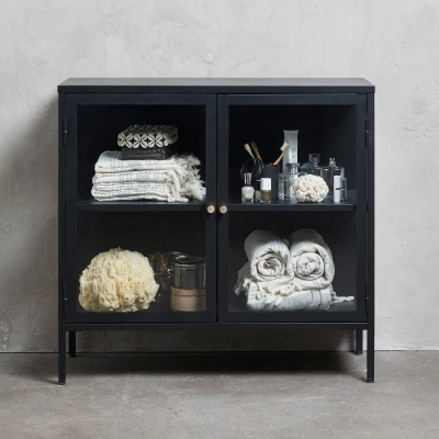 Afbeelding van Nordic Home Ragnar dressoir 90 cm zwart Metaal